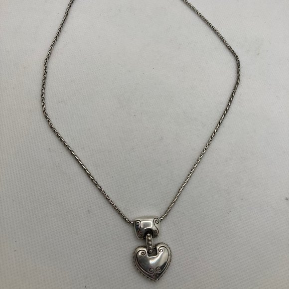 Brighton Cafe Au Lait Reversible Heart Silver Pendant Necklace - Picture 3 of 6